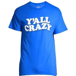 DOM Art NWT "Y'all Crazy" Graphic Tee Blue and White 612
